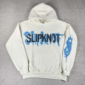 Slipknot Hoodie Mens M White Rock Metal Band 2021 Graphic Sweatshirt Pullover
